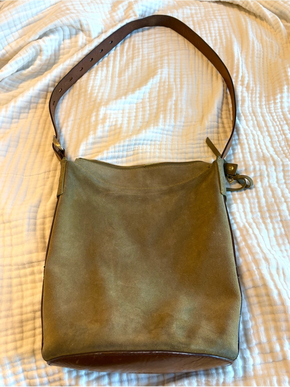 Rag & Bone Belize Bucket Shoulder Bag in Olive Green